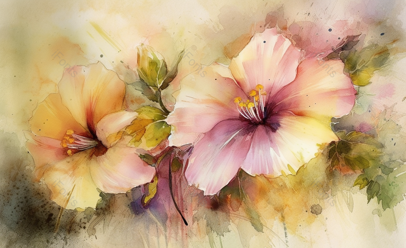 水彩唯美氛围花朵绽放背景图,插画/手绘图,插画/手绘图库,插画/手绘图下载,插画/手绘